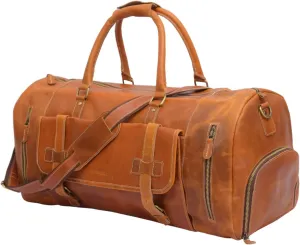 Leather Duffel Bags for Men and Women Full Grain Leather Travel Overnight Weekend Leather Bags Sports Gym Duffel for Men (28 inches, TAN BROWN)