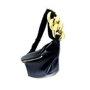 Leather Fanny Pack with Gold Chain