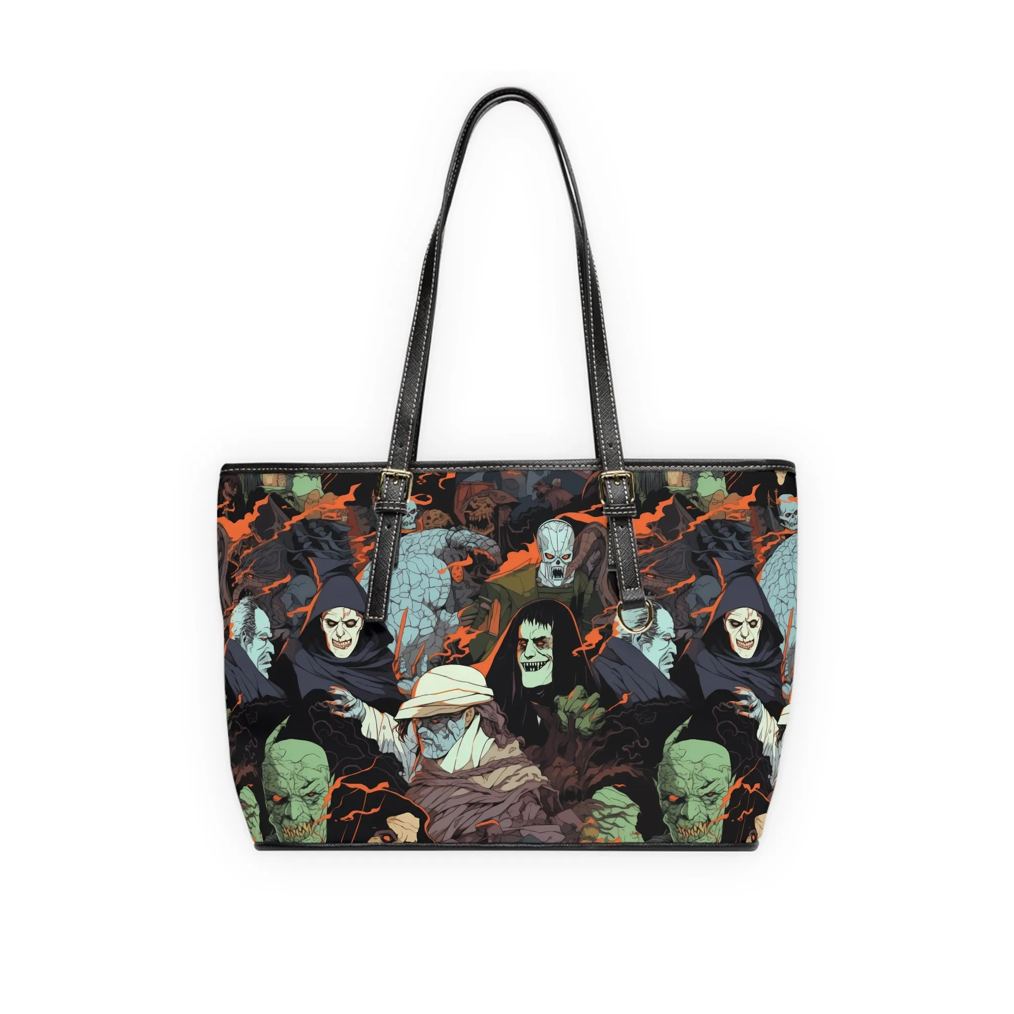Leather Shoulder Bag - Spooky Monsters Anime Alpha