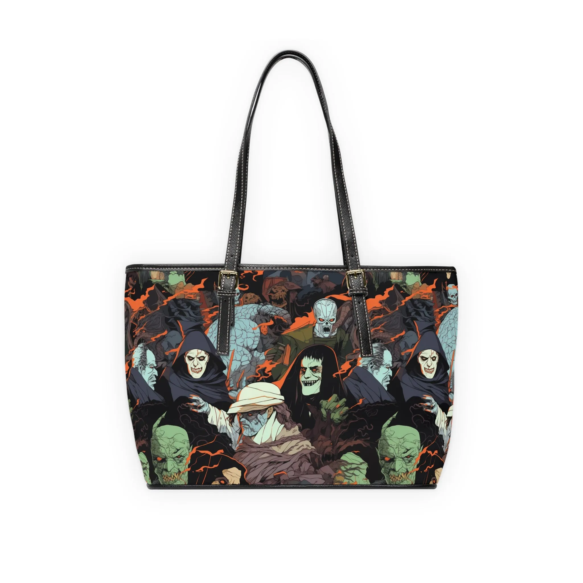Leather Shoulder Bag - Spooky Monsters Anime Alpha