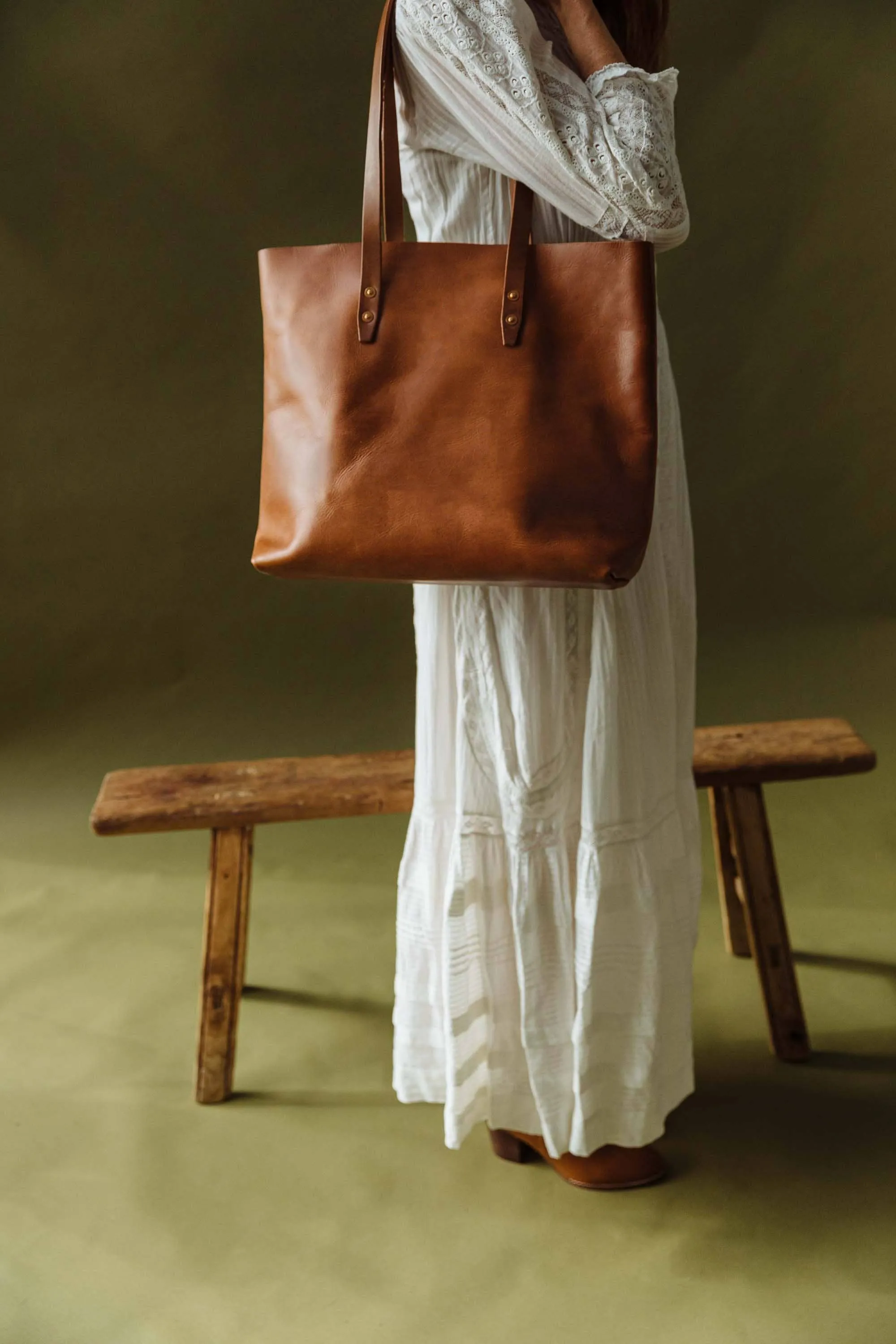 Leather Simple Tote Bag for Women