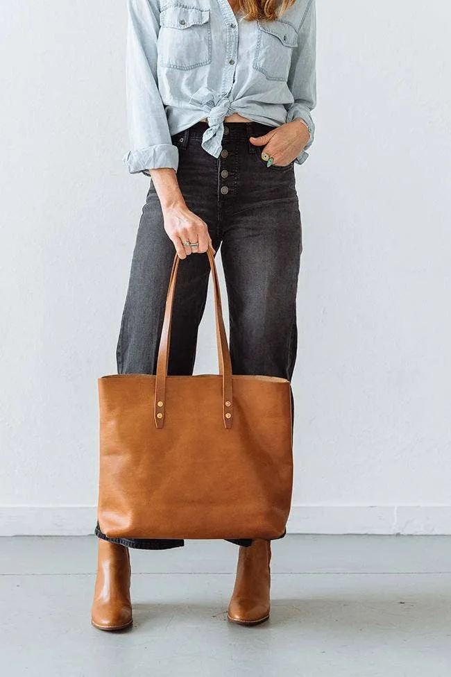 Leather Simple Tote Bag for Women