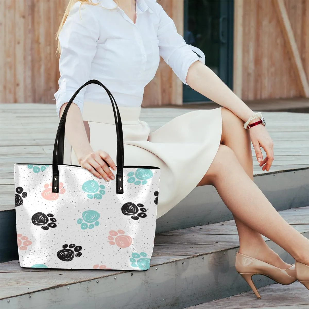 Leather Tote Bag for Women Fashion Shoulder Bag Purses and Handbags Large Capacity Satchel Bags for Work Travel