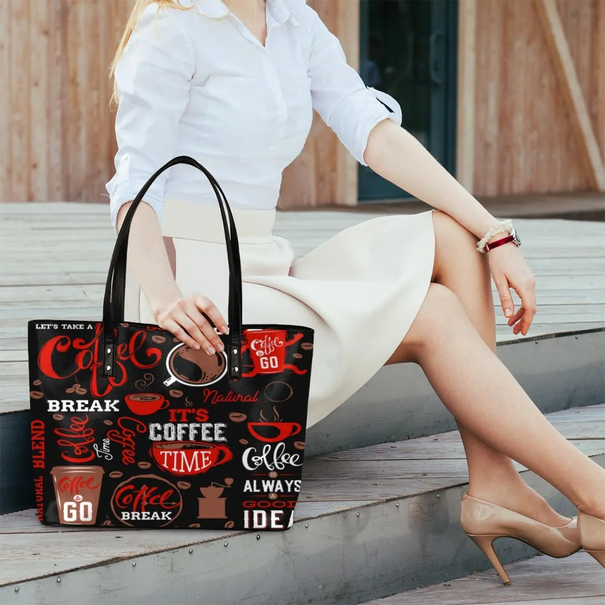 Leather Tote Bag for Women Fashion Shoulder Bag Purses and Handbags Large Capacity Satchel Bags for Work Travel