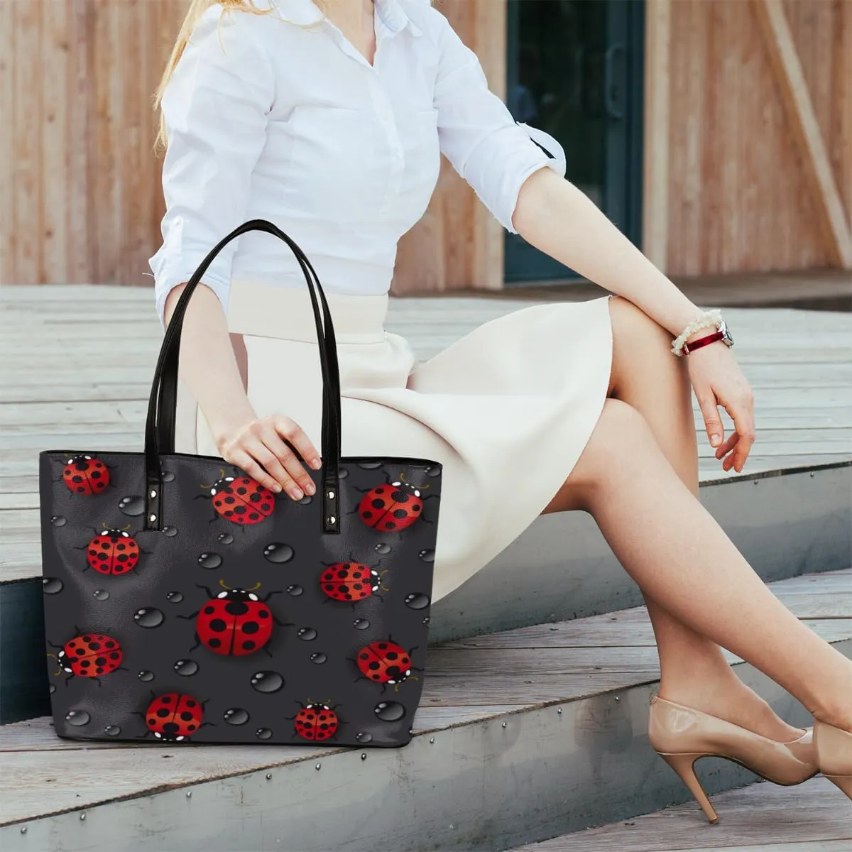 Leather Tote Bag for Women Fashion Shoulder Bag Purses and Handbags Large Capacity Satchel Bags for Work Travel
