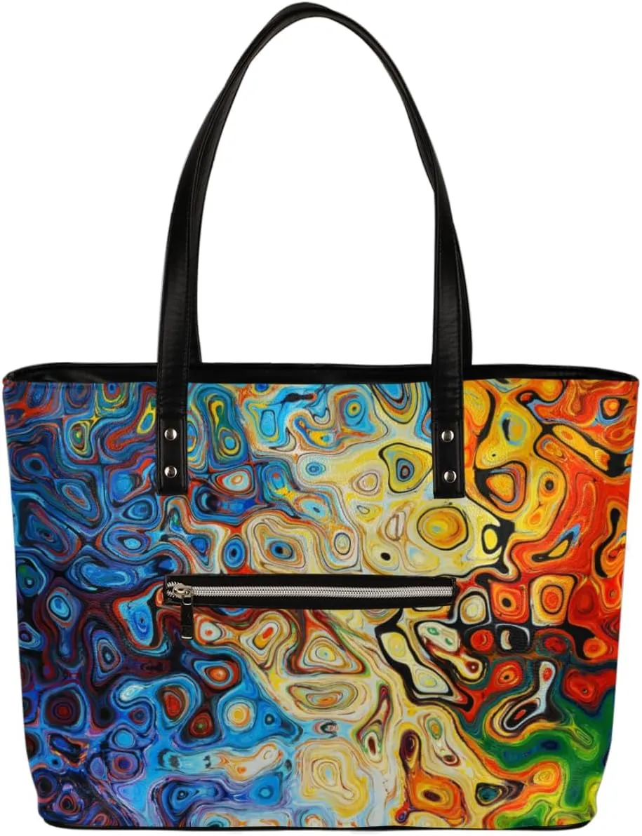 Leather Tote Bag for Women Fashion Shoulder Bag Purses and Handbags Large Capacity Satchel Bags for Work Travel