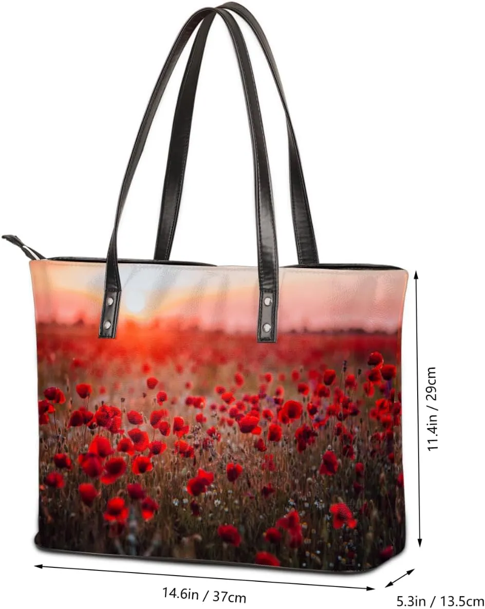 Leather Tote Bag for Women Fashion Shoulder Bag Purses and Handbags Large Capacity Satchel Bags for Work Travel