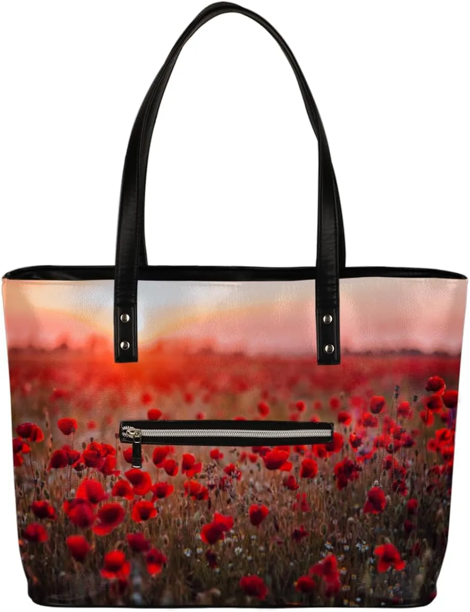 Leather Tote Bag for Women Fashion Shoulder Bag Purses and Handbags Large Capacity Satchel Bags for Work Travel