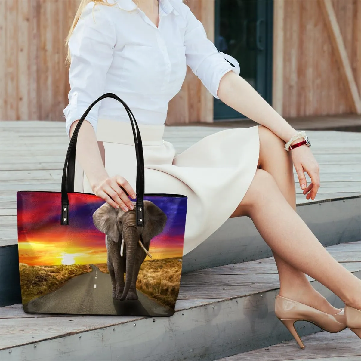 Leather Tote Bag for Women Fashion Shoulder Bag Purses and Handbags Large Capacity Satchel Bags for Work Travel