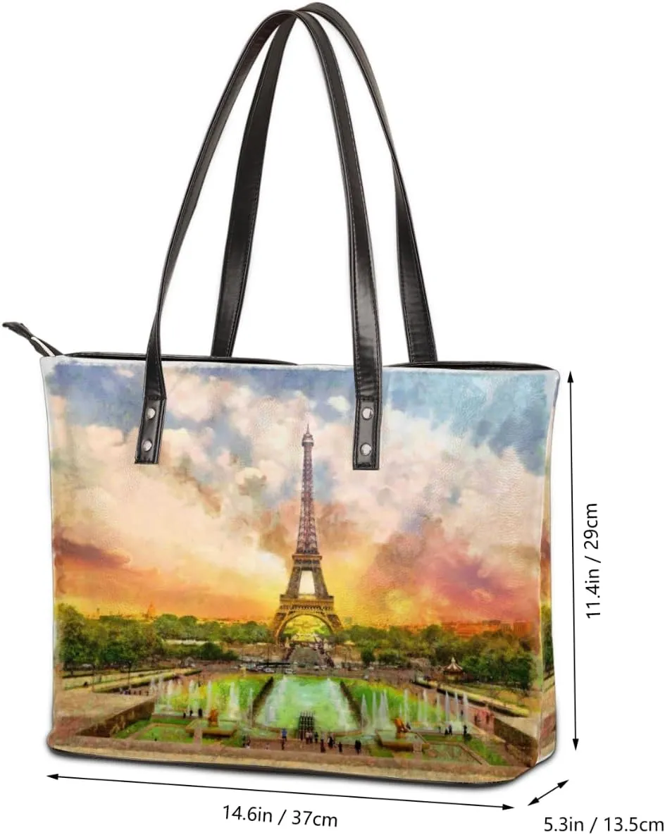 Leather Tote Bag for Women Fashion Shoulder Bag Purses and Handbags Large Capacity Satchel Bags for Work Travel