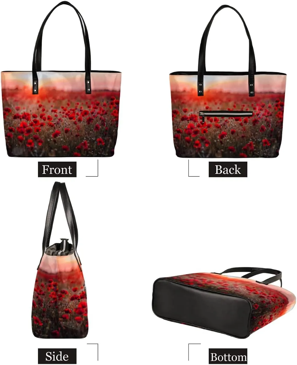 Leather Tote Bag for Women Fashion Shoulder Bag Purses and Handbags Large Capacity Satchel Bags for Work Travel