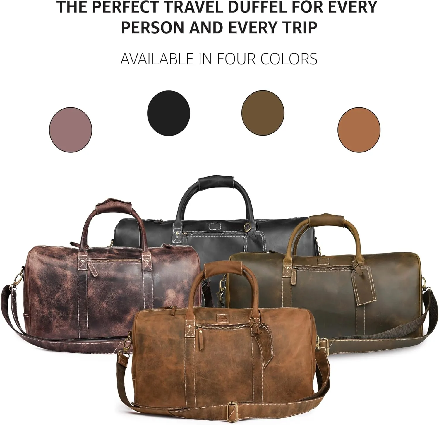 Leather Village Leather Duffle Bags for Men & Women-Stylish Travel Weekender Carry-On Sports Gym Overnight Luggage Bag - 20 Inch - Vintage Brown