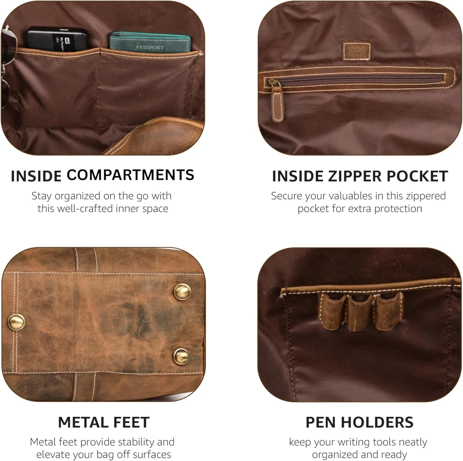 Leather Village Leather Duffle Bags for Men & Women-Stylish Travel Weekender Carry-On Sports Gym Overnight Luggage Bag - 20 Inch - Vintage Brown