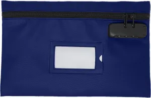 Leatherette Money Bag with Navy Blue Lock | 12x8 Inch | Cash, Bank Deposit & Mney Bank Bags With Zipper