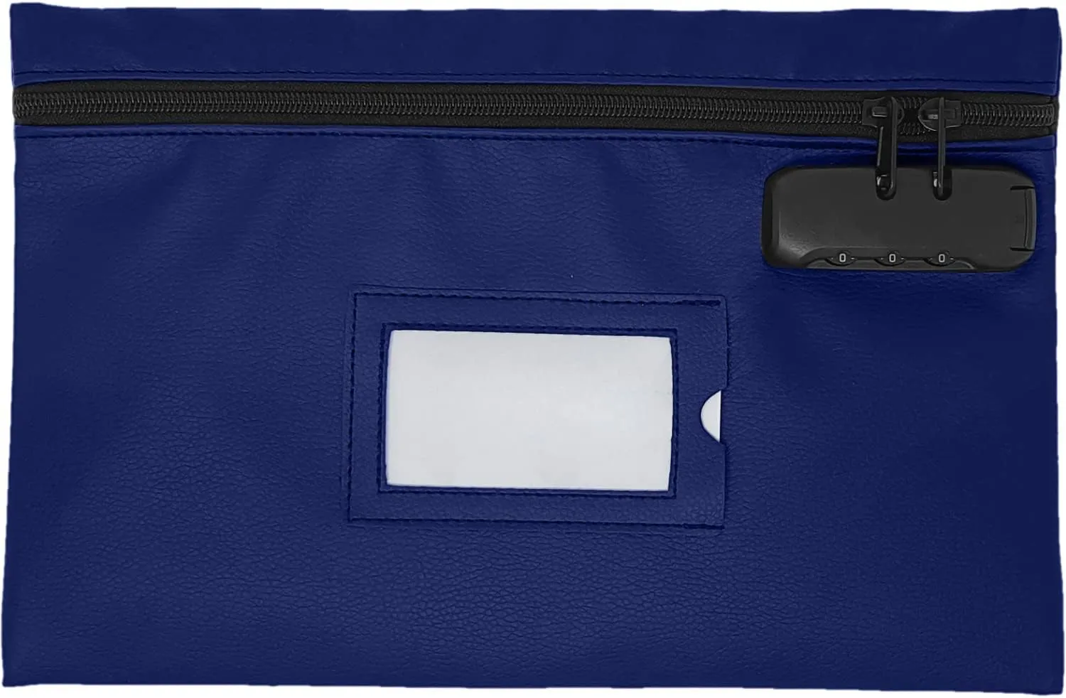 Leatherette Money Bag with Navy Blue Lock | 12x8 Inch | Cash, Bank Deposit & Mney Bank Bags With Zipper