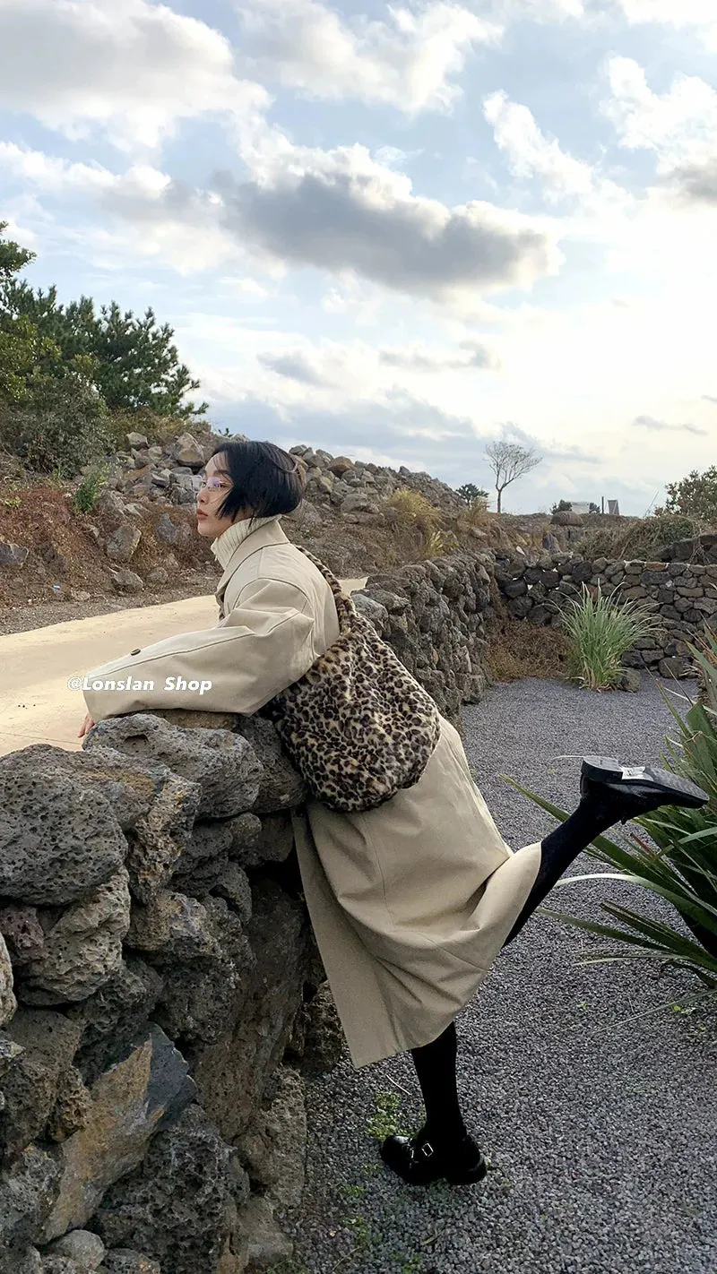 Leopard Print Faux Fur Crossbody Bag
