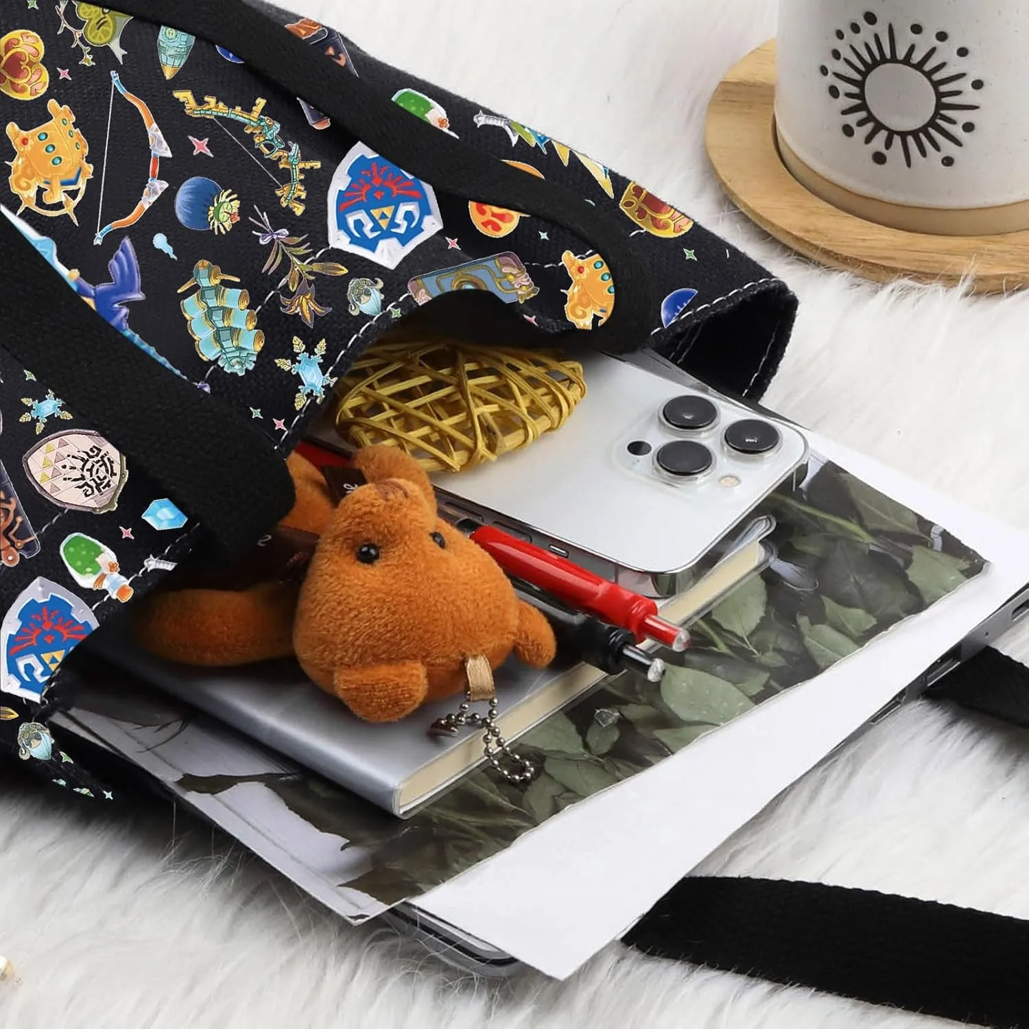 LEVLO Cartoon Game Canvas Tote Bag - Fans Gift Link Essentials Shoulder Bag Merchandise