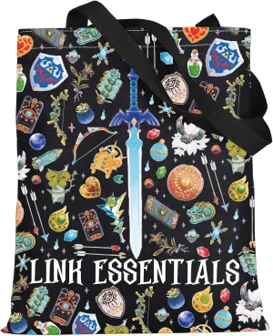 LEVLO Cartoon Game Canvas Tote Bag - Fans Gift Link Essentials Shoulder Bag Merchandise