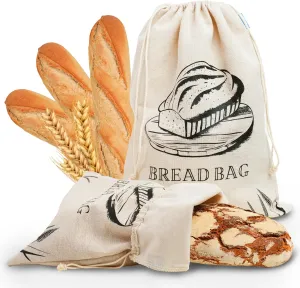 Linen Bread Bags for Homemade Bread - 2 Pack - Eco-Friendly and Reusable Storage for Artisan Loaves - 18" x 14" XL