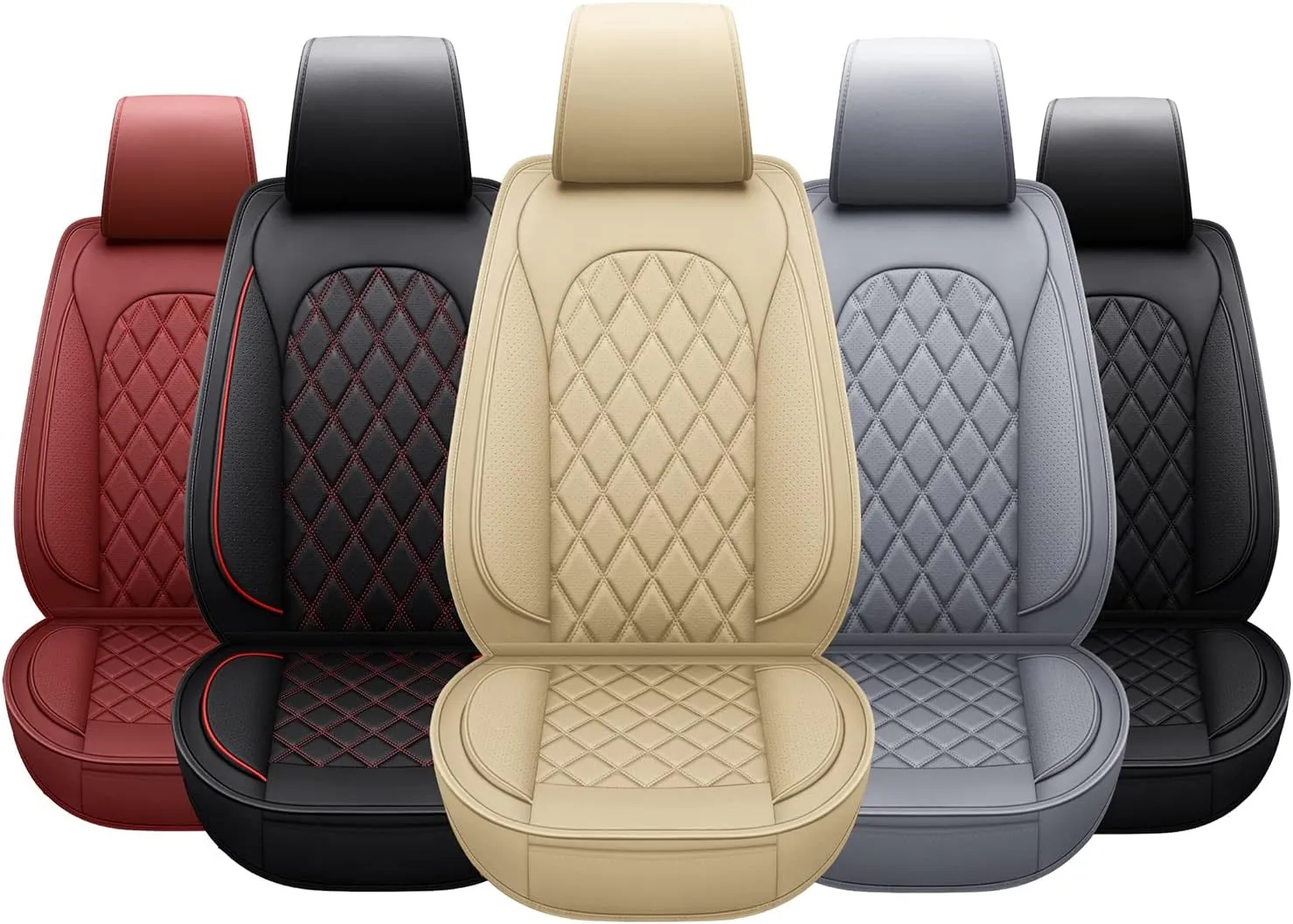 LINGVIDO Waterproof Faux Leather Automotive Seat Covers, Sport Cushion Protector for Cars & SUV Trucks Universal Fit Carseat Protector (Front only, Beige)