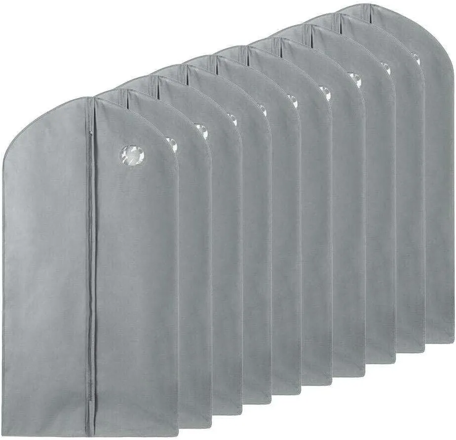 LKOP 10 Pack 40" Clothes Bag, Gray Garment-shoulder-covers Clothes bags Storage bins Closet organizers and storage Shoe organizer Travel accessories Organization and storage Shoe storage Closet