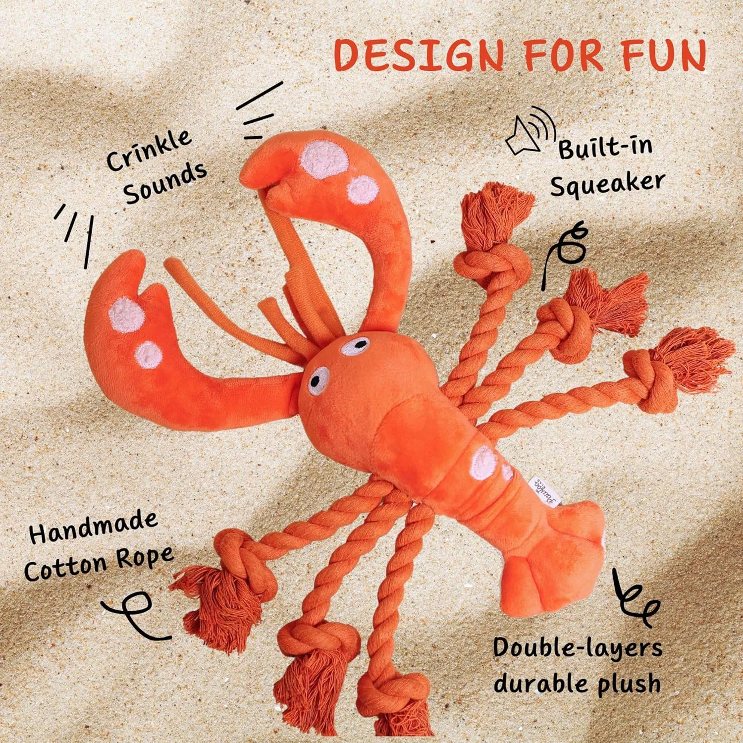 Lobster Dog Toys, Large Squeaky Plush Tug of War Dog Toys for Puppy, Small, Medium, Large Dogs