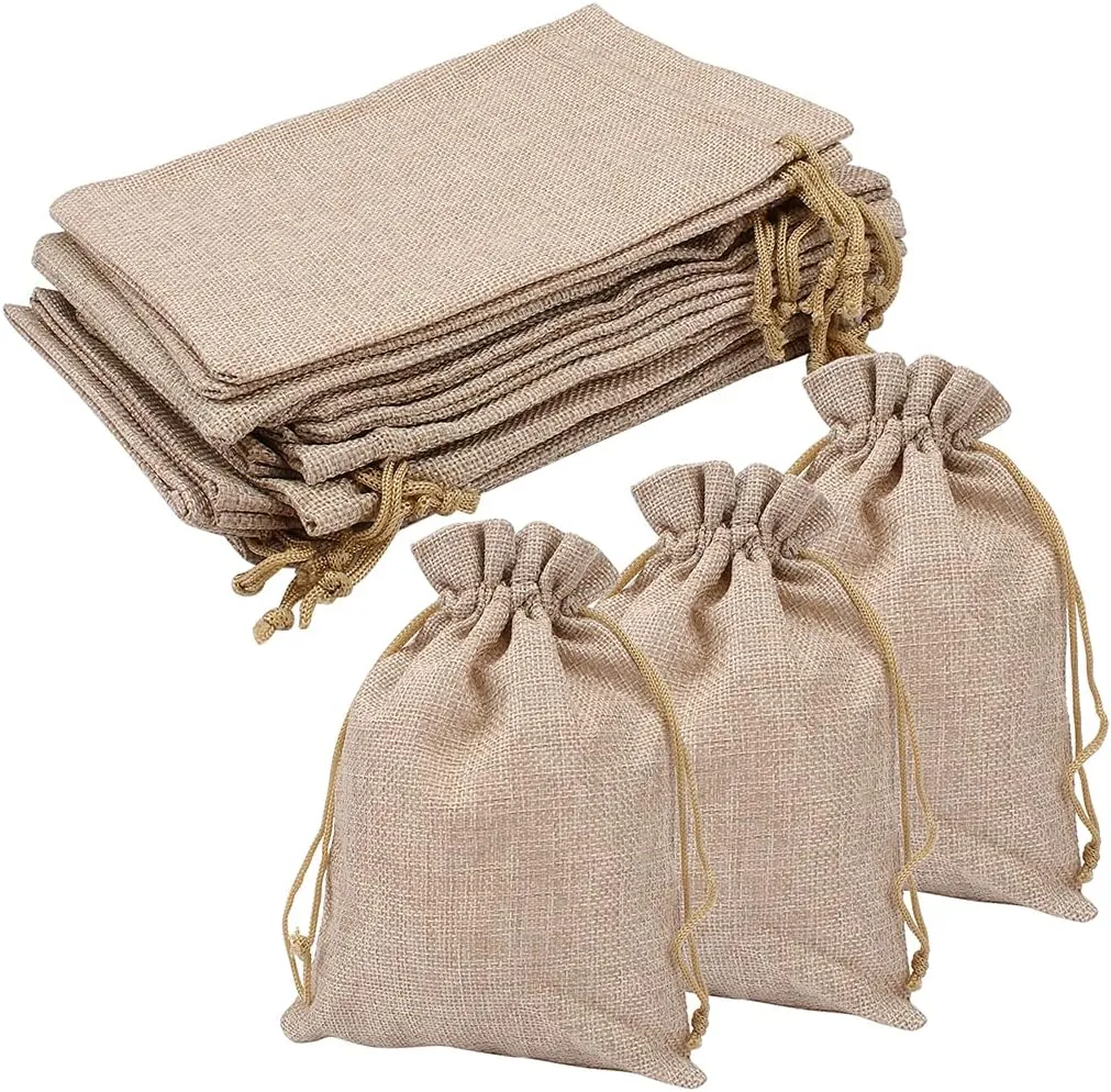 Lot of 30 Burlap Bags with Drawstring Gift Bags Jewelry Pouches Sacks for Wedding Party and DIY Craft, 5 x 7 Inches
