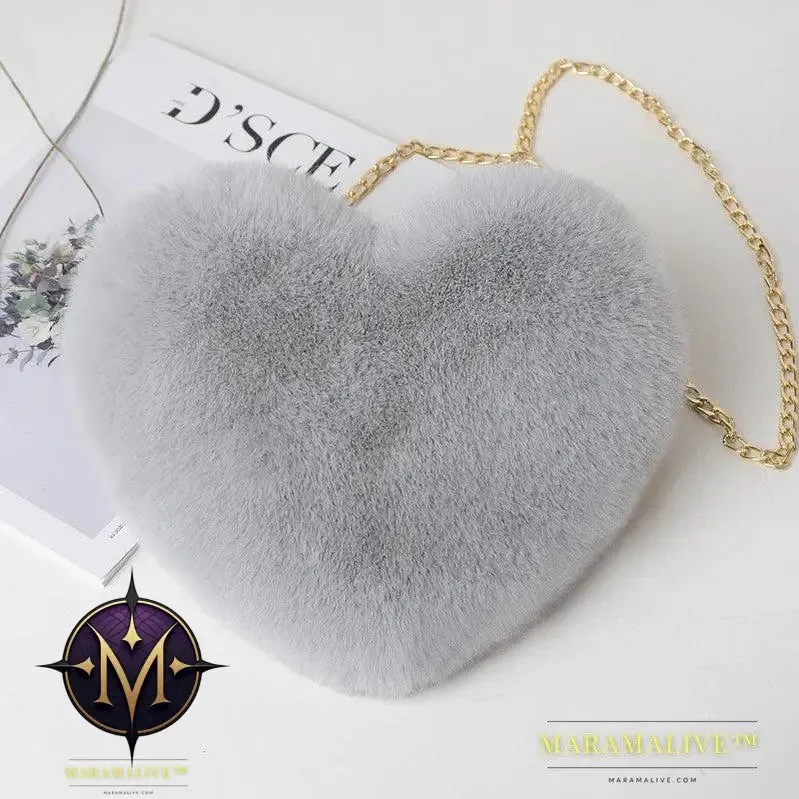Love Bags For Women Plush Chain Shoulder Bags Valentine's Day Party Bag