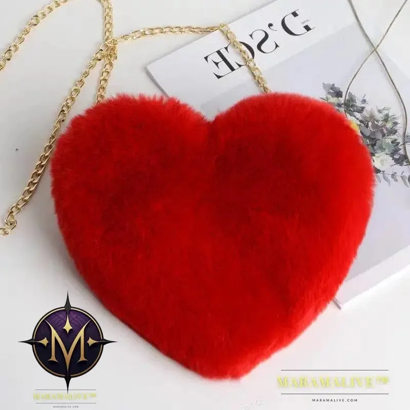 Love Bags For Women Plush Chain Shoulder Bags Valentine's Day Party Bag