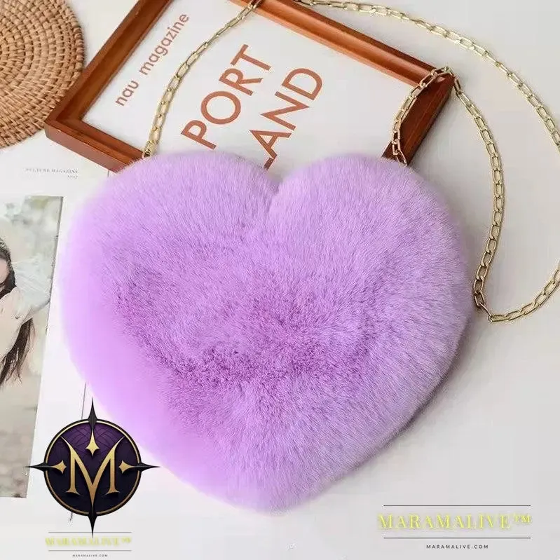 Love Bags For Women Plush Chain Shoulder Bags Valentine's Day Party Bag