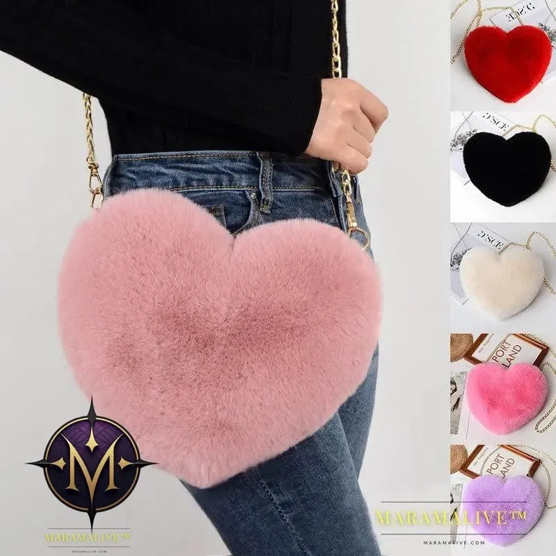 Love Bags For Women Plush Chain Shoulder Bags Valentine's Day Party Bag