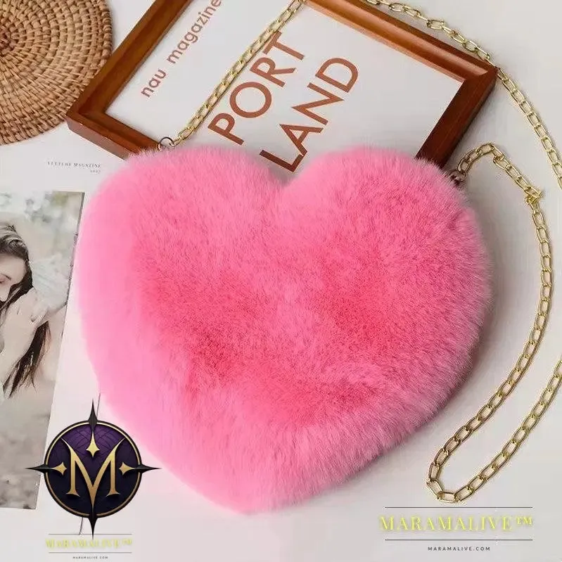 Love Bags For Women Plush Chain Shoulder Bags Valentine's Day Party Bag