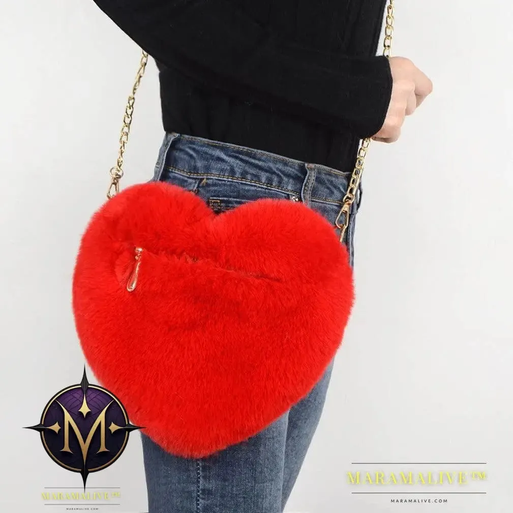 Love Bags For Women Plush Chain Shoulder Bags Valentine's Day Party Bag