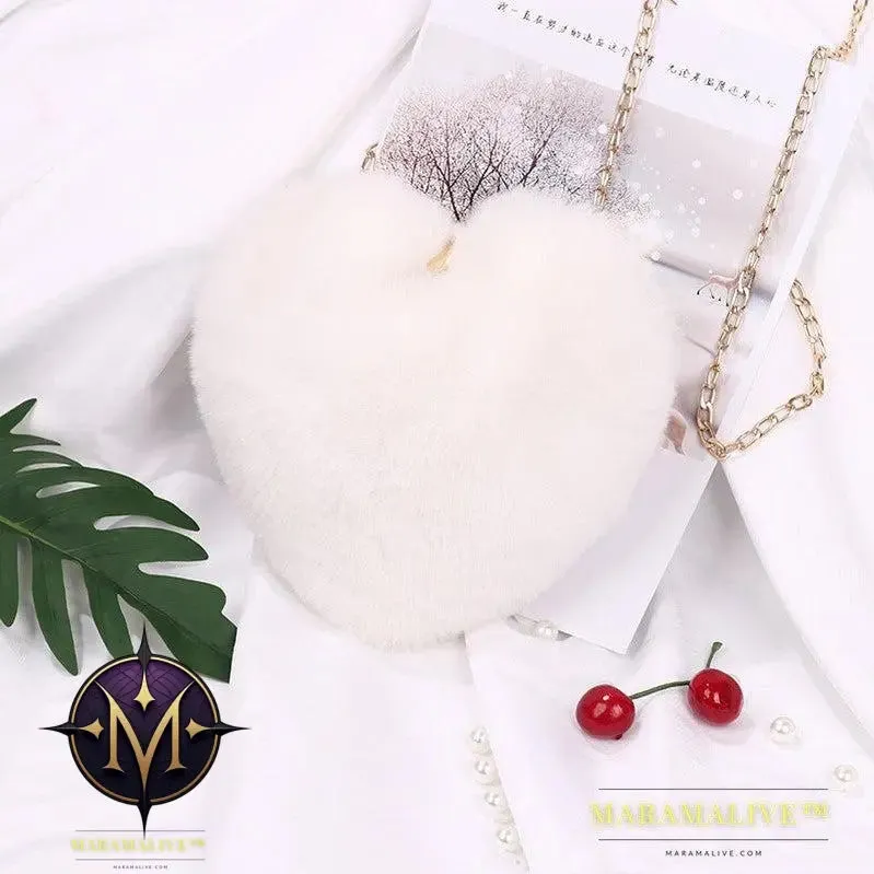 Love Bags For Women Plush Chain Shoulder Bags Valentine's Day Party Bag