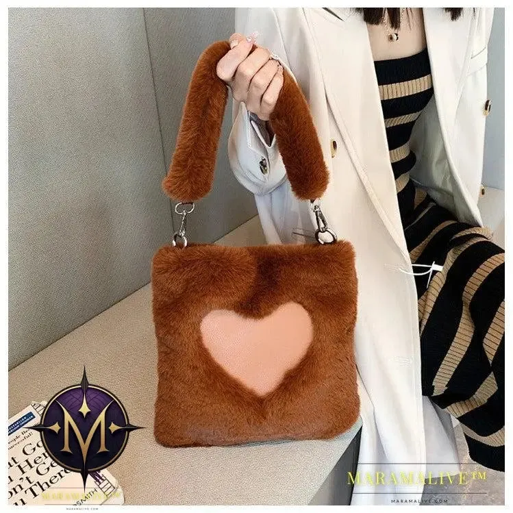 Love Handbags Winter Plush Shoulder Bags For Women