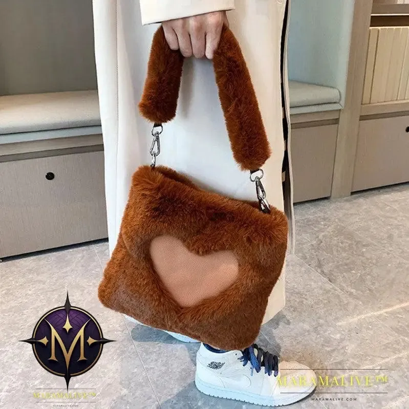 Love Handbags Winter Plush Shoulder Bags For Women