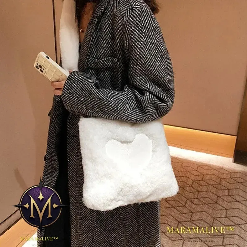 Love Handbags Winter Plush Shoulder Bags For Women