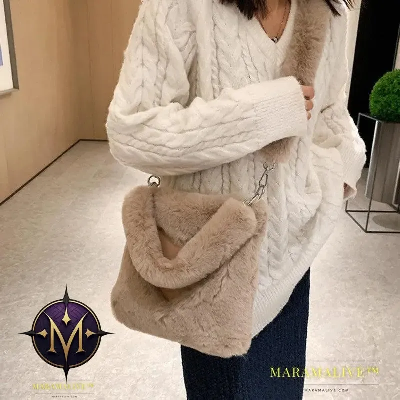 Love Handbags Winter Plush Shoulder Bags For Women