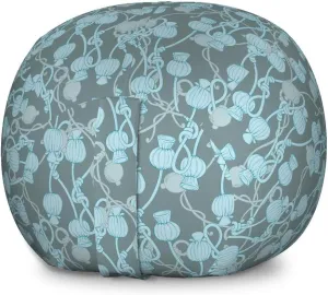 Lunarable Abstract Storage Toy Bag Chair, Sketched Hand-Drawn Fictional Effect Botanical Elements, Stuffed Animal Organizer Washable Bag, Large Size, Sage Green Grey Teal
