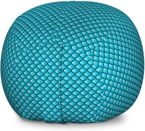 Lunarable Blue Storage Toy Bag Chair, River Fish Scales Pattern Mermaid Shells Ocean Life Nautical Inspiration, Stuffed Animal Organizer Washable Bag, Large Size, Blue White