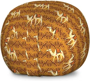 Lunarable Camel Storage Toy Bag Chair, Traditional Pattern with Strokes Desert Animal Repetition in Folk Accessories, Stuffed Animal Organizer Washable Bag, Large Size, Apricot Cream