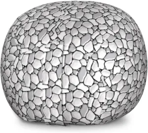 Lunarable Grey and Black Storage Toy Bag Chair, Rubble Masonry Themed Graphic Pattern Little Pebble Stones Pavement, Stuffed Animal Organizer Washable Bag, Large Size, Pale Grey Black