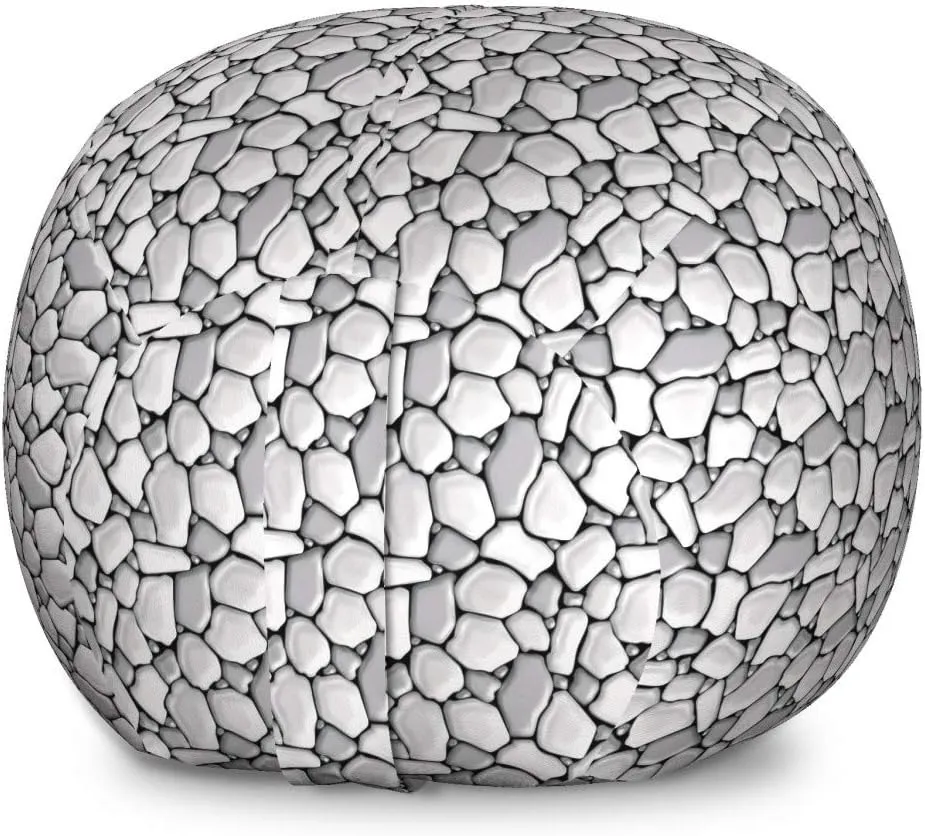 Lunarable Grey and Black Storage Toy Bag Chair, Rubble Masonry Themed Graphic Pattern Little Pebble Stones Pavement, Stuffed Animal Organizer Washable Bag, Large Size, Pale Grey Black