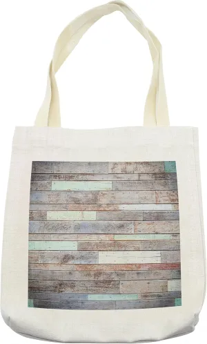 Lunarable Rustic Tote Bag, Retro Style Old Fashioned Cabin Lumber Wall Boarding Building Panel Structure, Cloth Linen Reusable Bag for Shopping Books Beach and More, 16.5" X 14", Cream