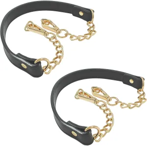 Luomorgo 2 Pcs Metal Chain Handles Strap, Black PU Leather Purse Strap Replacement, Long Handbags Chain Handles for Shoulder Bags, Clutch Purse DIY Crafts (Gold, 22.8" Length)