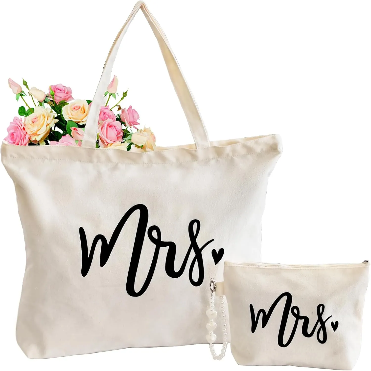 Lutto Canvas Bag with Zip Pocke - Wedding Engagement Bachelorette Birthday Mothers Day Gifts for Women