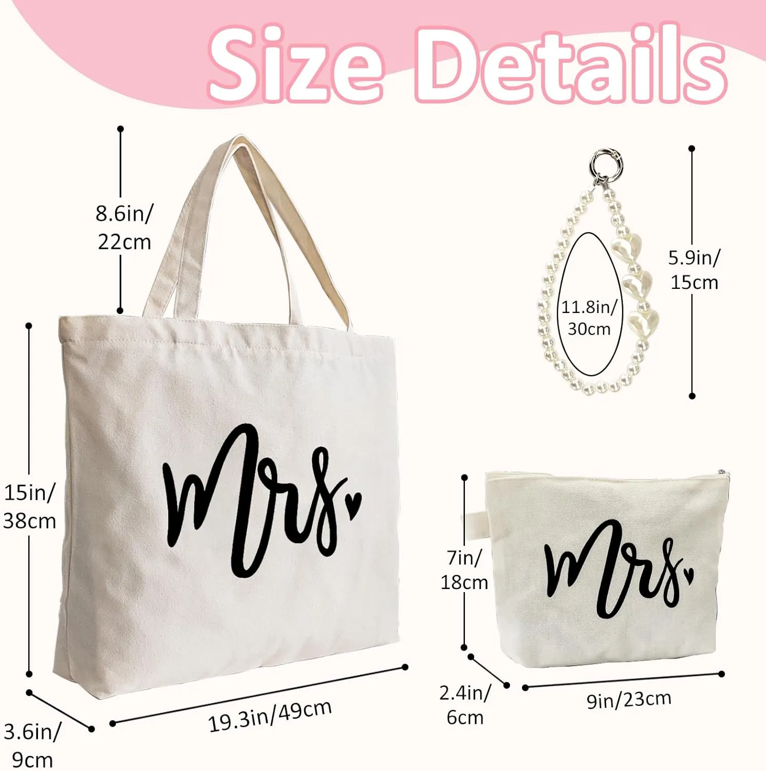 Lutto Canvas Bag with Zip Pocke - Wedding Engagement Bachelorette Birthday Mothers Day Gifts for Women