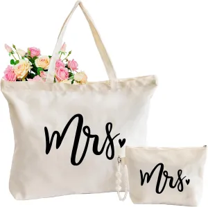 Lutto Canvas Bag with Zip Pocke - Wedding Engagement Bachelorette Birthday Mothers Day Gifts for Women