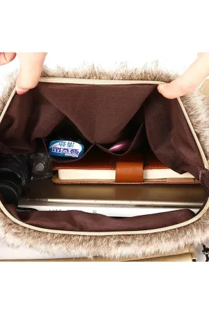 Luxe Faux Fur Studded Handbag