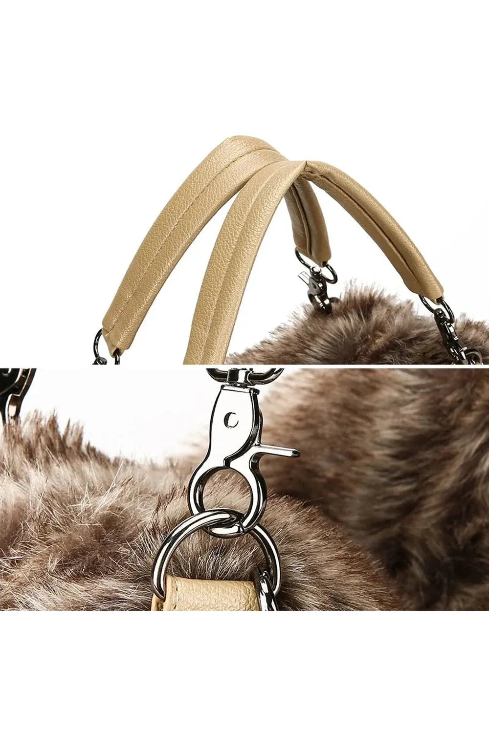 Luxe Faux Fur Studded Handbag